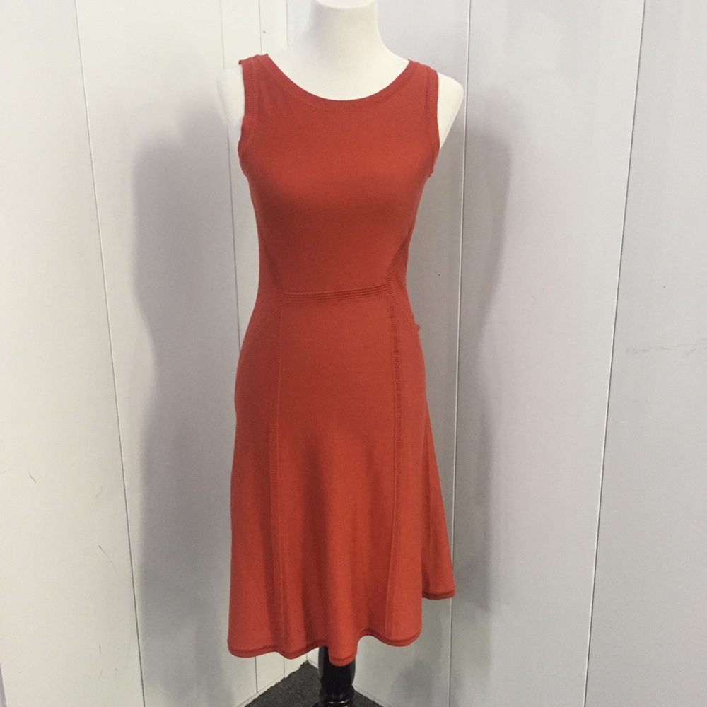 Peruvian Connection Rust/Orange Knit Midi Dress - image 1